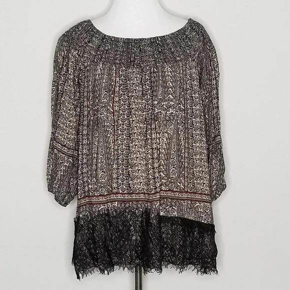 Anthropologie Vanessa Virginia Boho Lace Detail Off Shoulder Top S - Picture 2 of 8